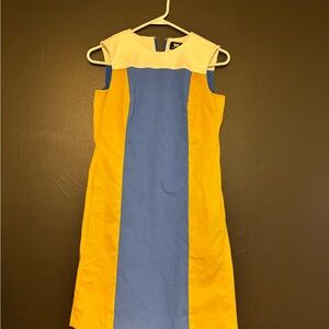 W by Worth Lime green and blue color block a line dress